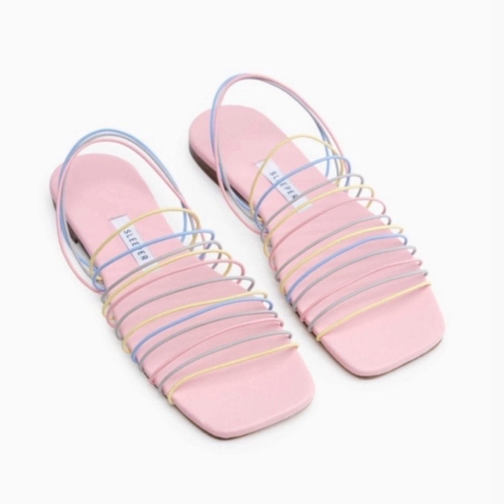 NWT Sleeper Macaroni Strappy Sandals Pastel Pink‎ Sz 39 $220